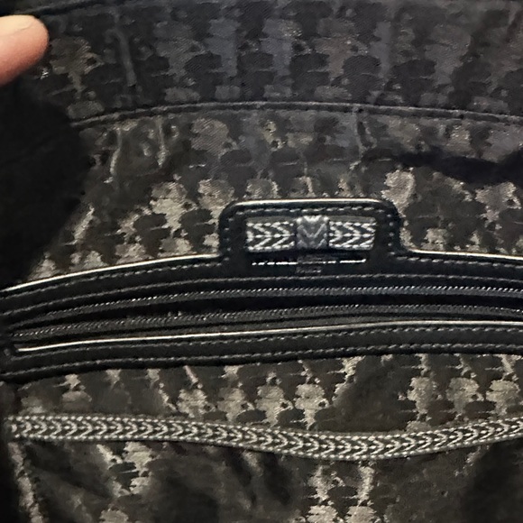 Karl Lagerfeld Paris Large Tote Black Silver Handles and Shoulder Strap - Picture 9 of 13